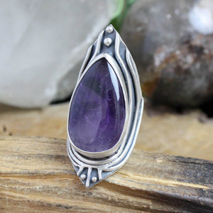 Warrior Shield Ring // Amethyst - Size 9 - Acid Queen Jewelry