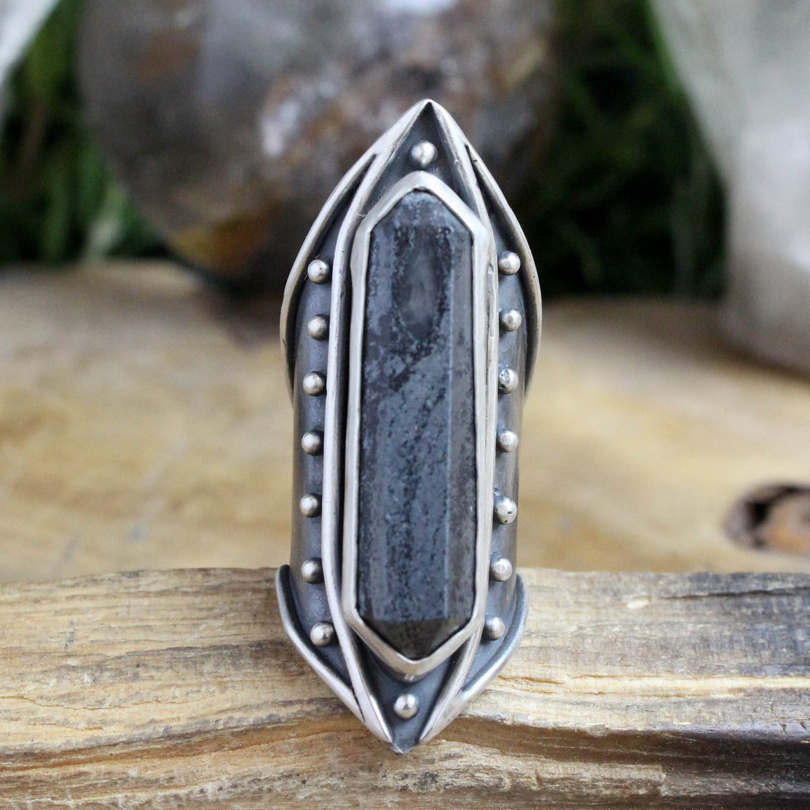 Amplifier Ring // Hematite - Size 6 - Acid Queen Jewelry