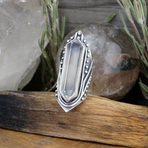 Amplifier Shield Ring // Quartz - SIZE 6.25 - Acid Queen Jewelry