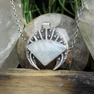 Voyager Moon Necklace // Rainbow Moonstone