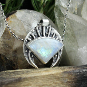 Voyager Moon Necklace // Rainbow Moonstone