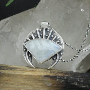 Voyager Moon Necklace // Rainbow Moonstone