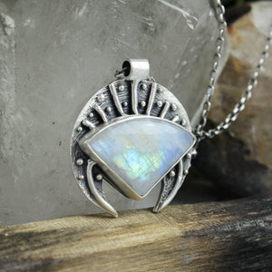 Voyager Moon Necklace // Rainbow Moonstone