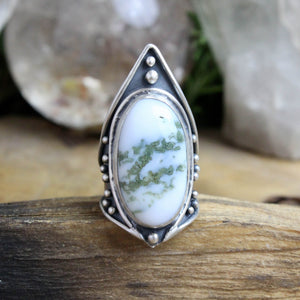 Warrior Ring // Moss Agate - Size 8.75 - Acid Queen Jewelry