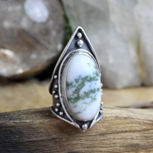 Warrior Ring // Moss Agate - Size 8.75 - Acid Queen Jewelry