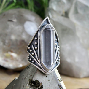Warrior Amplifier Ring // Quartz - Size 10 - Acid Queen Jewelry
