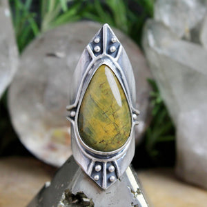Warrior Shield Ring // Rainforest Rhyolite - Size 9 - Acid Queen Jewelry