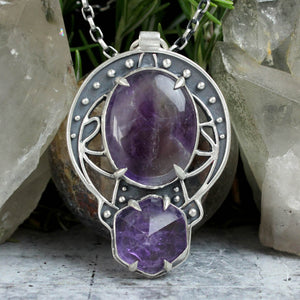 Voyager Nouveau Shield Necklace // Double Amethyst