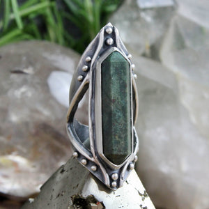 Amplifier Ring // Moss Agate- Size 8 - Acid Queen Jewelry
