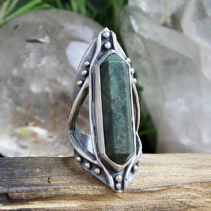 Amplifier Ring // Moss Agate- Size 8 - Acid Queen Jewelry