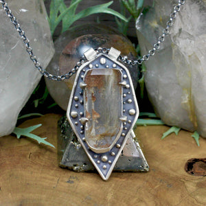 Amplifier Shield Pendant //  Rutilated Quartz - Acid Queen Jewelry