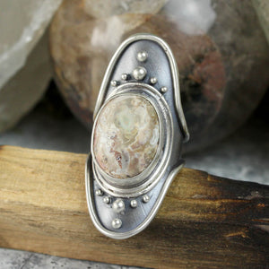 Warrior Shield Ring // Mexican Fire Opal - Size 6