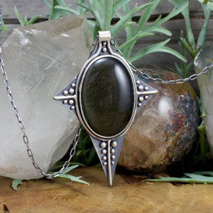 Voyager Pendant // Obsidian Sheen - Acid Queen Jewelry