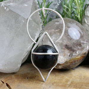Crystal Ball Pendulum Necklace // Onyx - Acid Queen Jewelry