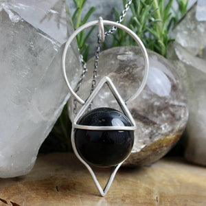 Crystal Ball Pendulum Necklace // Onyx - Acid Queen Jewelry