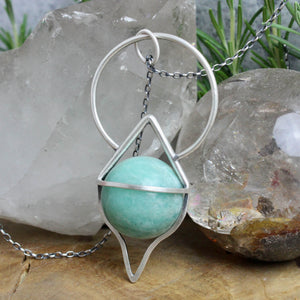 Crystal Ball Pendulum Necklace // Amazonite - Acid Queen Jewelry