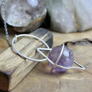Crystal Ball Pendulum Necklace // Amethyst - Acid Queen Jewelry