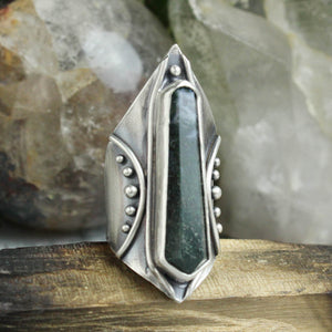 Amplifier Ring // Moss Agate- Size 8.5