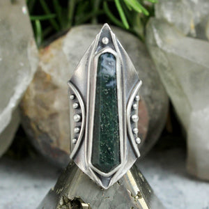 Amplifier Ring // Moss Agate- Size 8.5