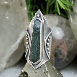 Amplifier Ring // Moss Agate- Size 8.5