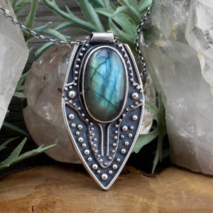 Voyager Shield Pendant // Labradorite - Acid Queen Jewelry