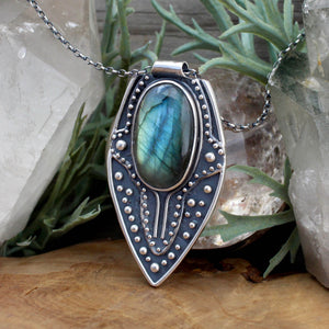 Voyager Shield Pendant // Labradorite - Acid Queen Jewelry