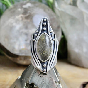 Warrior Ring // Rutilated Quartz - Size 6 - Acid Queen Jewelry