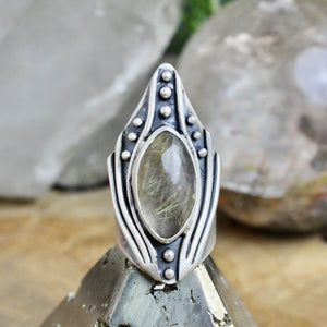 Warrior Ring // Rutilated Quartz - Size 6 - Acid Queen Jewelry