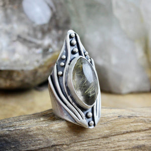 Warrior Ring // Rutilated Quartz - Size 6 - Acid Queen Jewelry