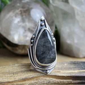 Warrior Ring // Tourmalated Quartz - Size 7.5 - Acid Queen Jewelry
