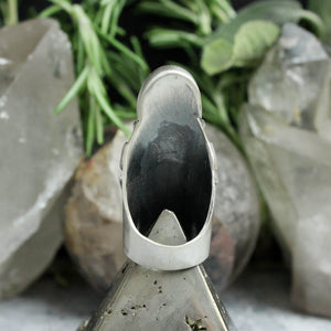 Warrior Shield Ring // Jade + Moss Agate- Size 7