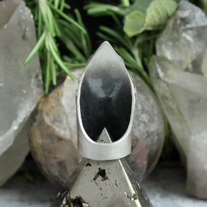 Warrior Shield Ring // Double Dendritic Opal- Size 6