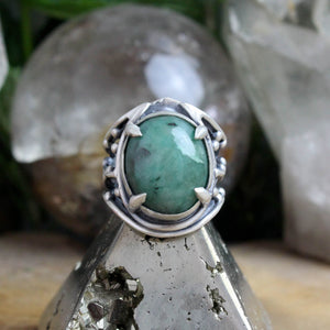 Warrior Laced Ring // Emerald - Size 9 - Acid Queen Jewelry
