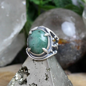 Warrior Laced Ring // Emerald - Size 9 - Acid Queen Jewelry