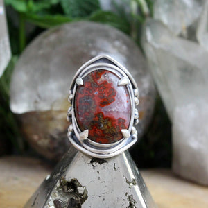 Warrior Laced Ring //  Plume Root Agate - Size 7.5 - Acid Queen Jewelry