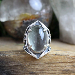 Warrior Laced Ring // Green Quartz - Size 8.25 - Acid Queen Jewelry