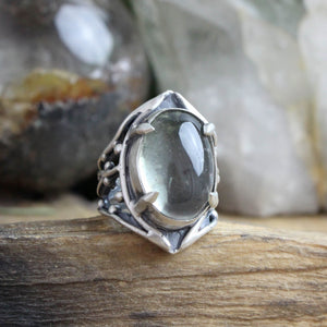 Warrior Laced Ring // Green Quartz - Size 8.25 - Acid Queen Jewelry