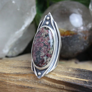 Warrior Shield Ring // Rubellite  - Size 8.25 - Acid Queen Jewelry