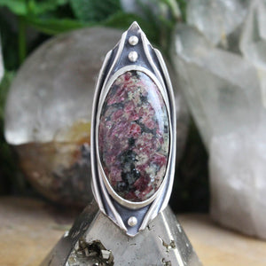 Warrior Shield Ring // Rubellite  - Size 8.25 - Acid Queen Jewelry