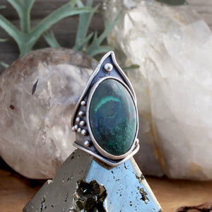 Warrior Shield Ring // Chrysocolla - SIZE 10 - Acid Queen Jewelry