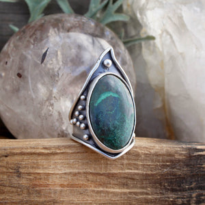 Warrior Shield Ring // Chrysocolla - SIZE 10 - Acid Queen Jewelry