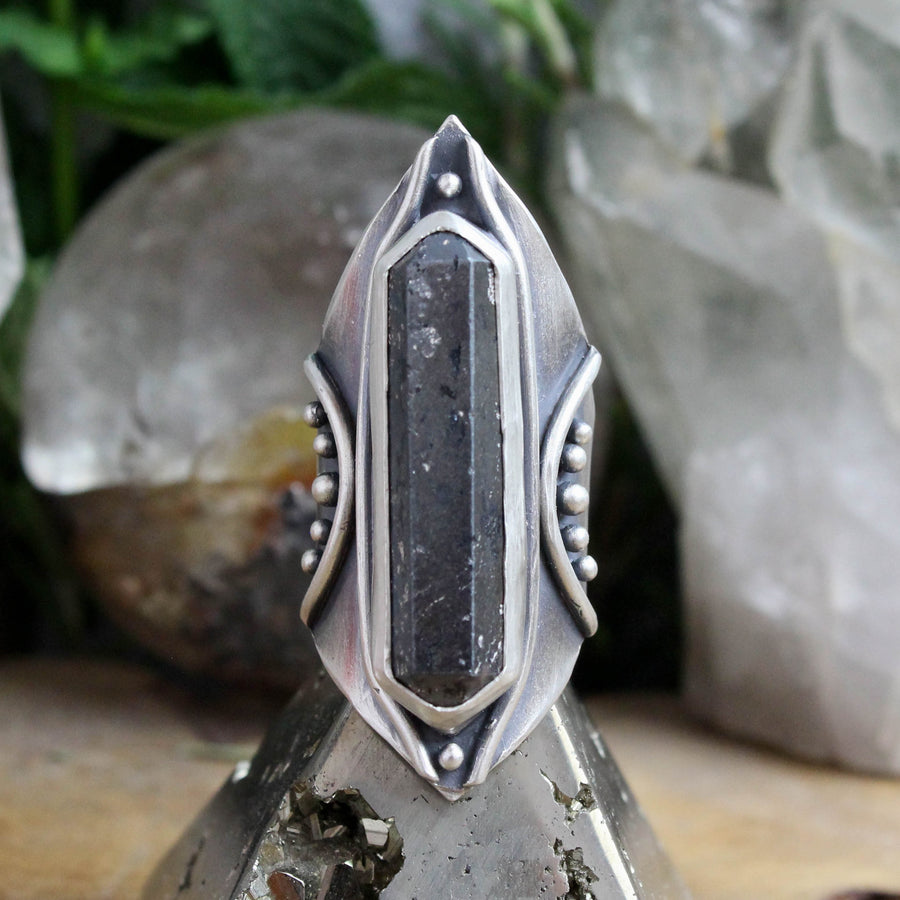 Amplifier Ring // Hematite - Size 10.5 - Acid Queen Jewelry