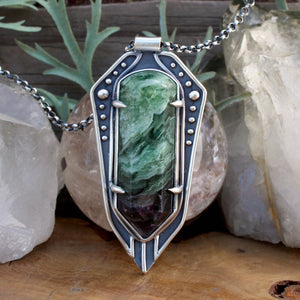 Amplifier Shield Pendant // Rainbow Fluorite - Acid Queen Jewelry
