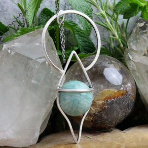 Crystal Ball Pendulum Necklace // Amazonite - Acid Queen Jewelry