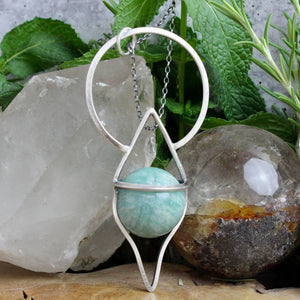 Crystal Ball Pendulum Necklace // Amazonite - Acid Queen Jewelry