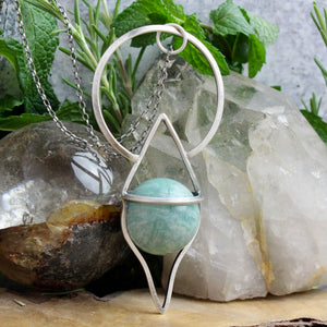 Crystal Ball Pendulum Necklace // Amazonite - Acid Queen Jewelry