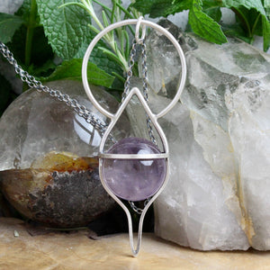 Crystal Ball Pendulum Necklace // Amethyst - Acid Queen Jewelry