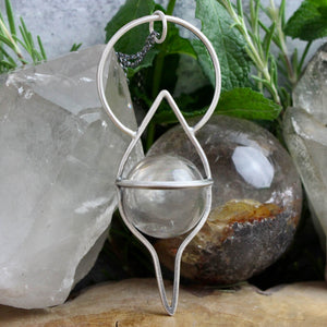 Crystal Ball Pendulum Necklace // Quartz - Acid Queen Jewelry
