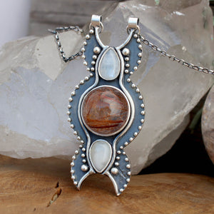 Voyager Triple Moon Goddess // Moonstone and Rutilated Quartz - Acid Queen Jewelry
