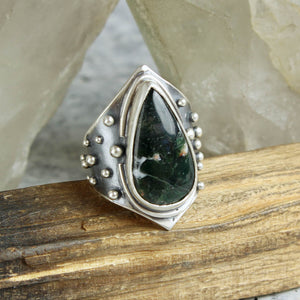 Warrior Ring //  Moss Agate- Size 9